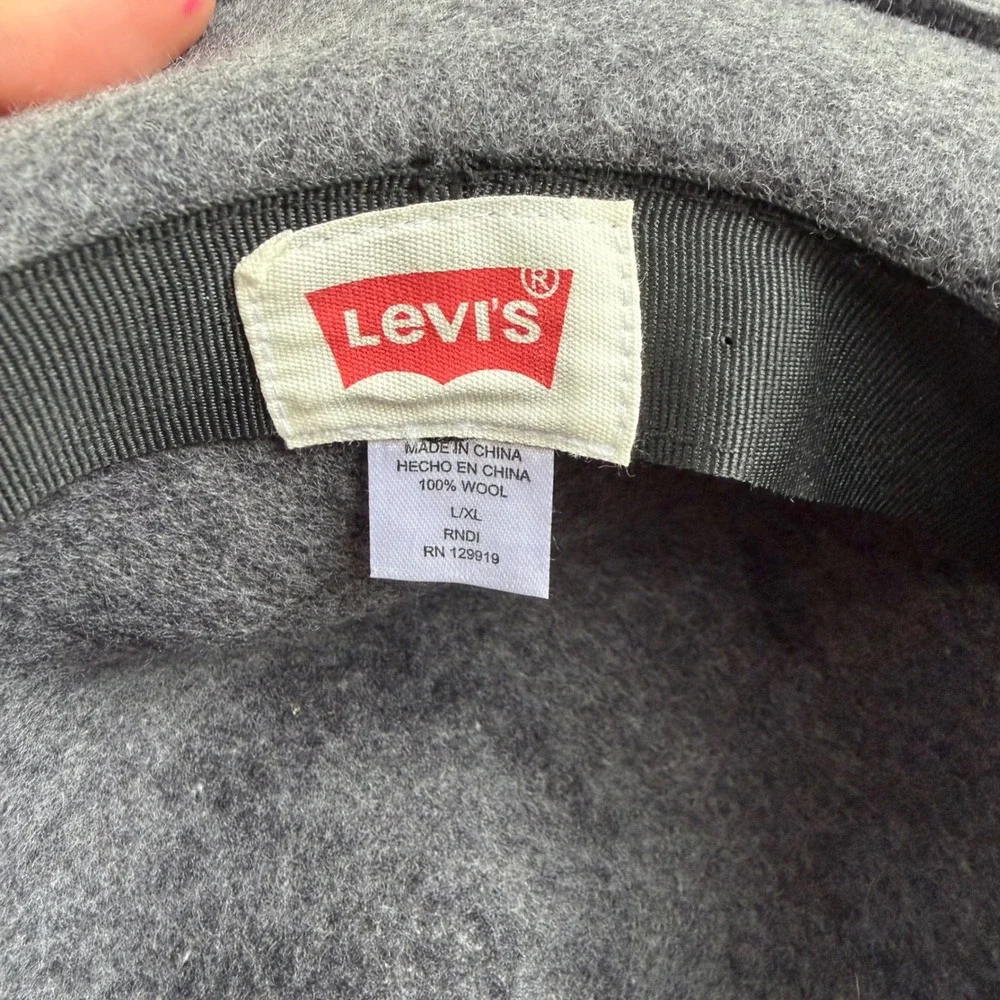 Levi's Men's L/XL Charcoal Gray 100% Wool Felt Fedora Hat Wide Brim Classic RNDI